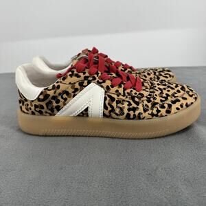 MIA Archie-P Shoes Womens Size 7.5 Brown Leopard Print Red‎ Lace Casual Sneakers